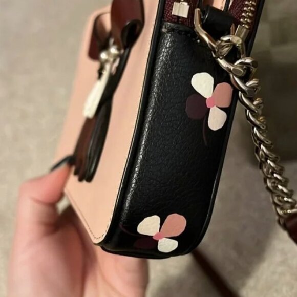 Kate Spade Floral Bulldog Pup Cherrywood Zip Crossbody Novelty Retired NWOT - Picture 3 of 13